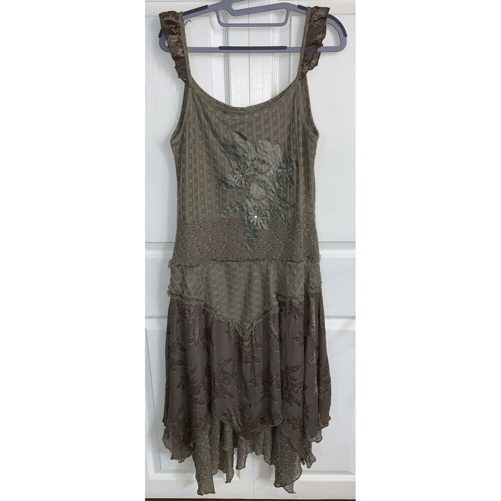 Vandana Witchy Goth Dress Womens M Crochet Knit Layered Hanky Hem Boho Festival - Picture 11 of 11